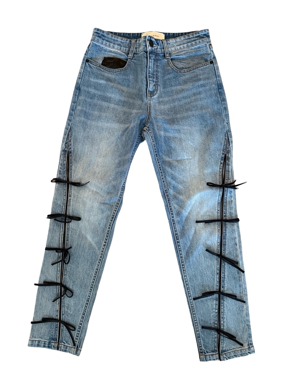 Hellessy Janelle Distressed Skinny Jeans with Ribbon Detail